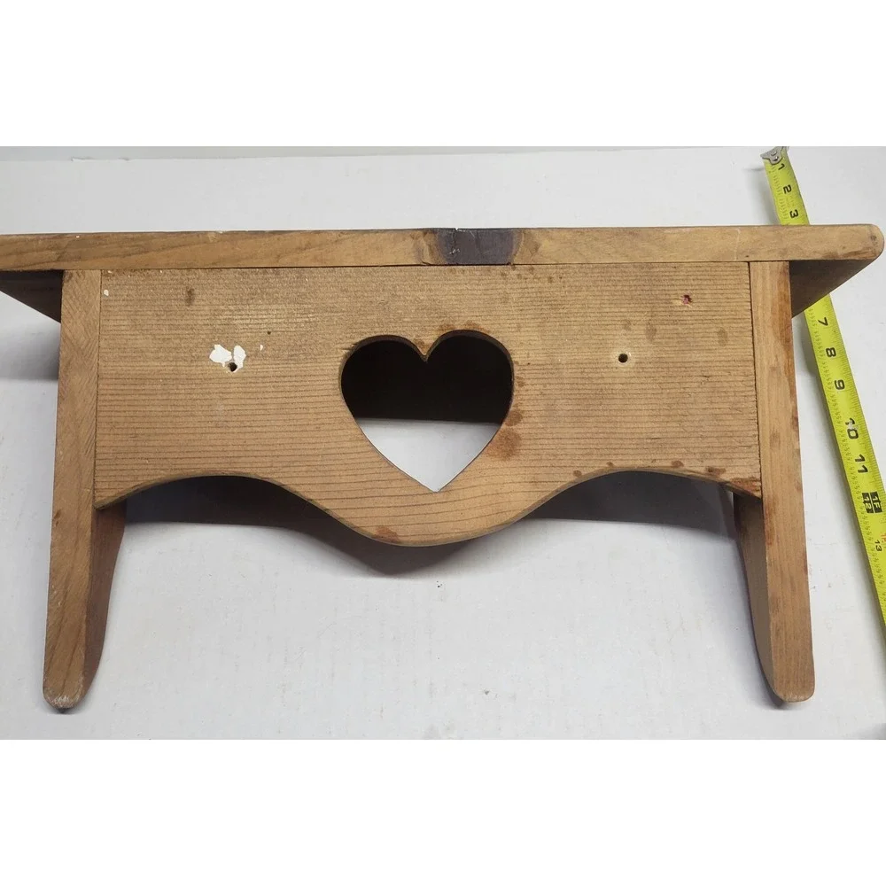 Vintage Rustic Pine Wood Heart Cutout Wall Shelf Farmhouse Country Decor 18in